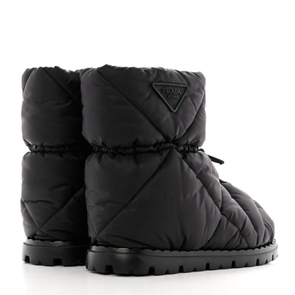 Prada Re-Nylon Piuma Triangle Logo Padded Drawcord 20mm Snow Boots 38.5 Black 4 of 9