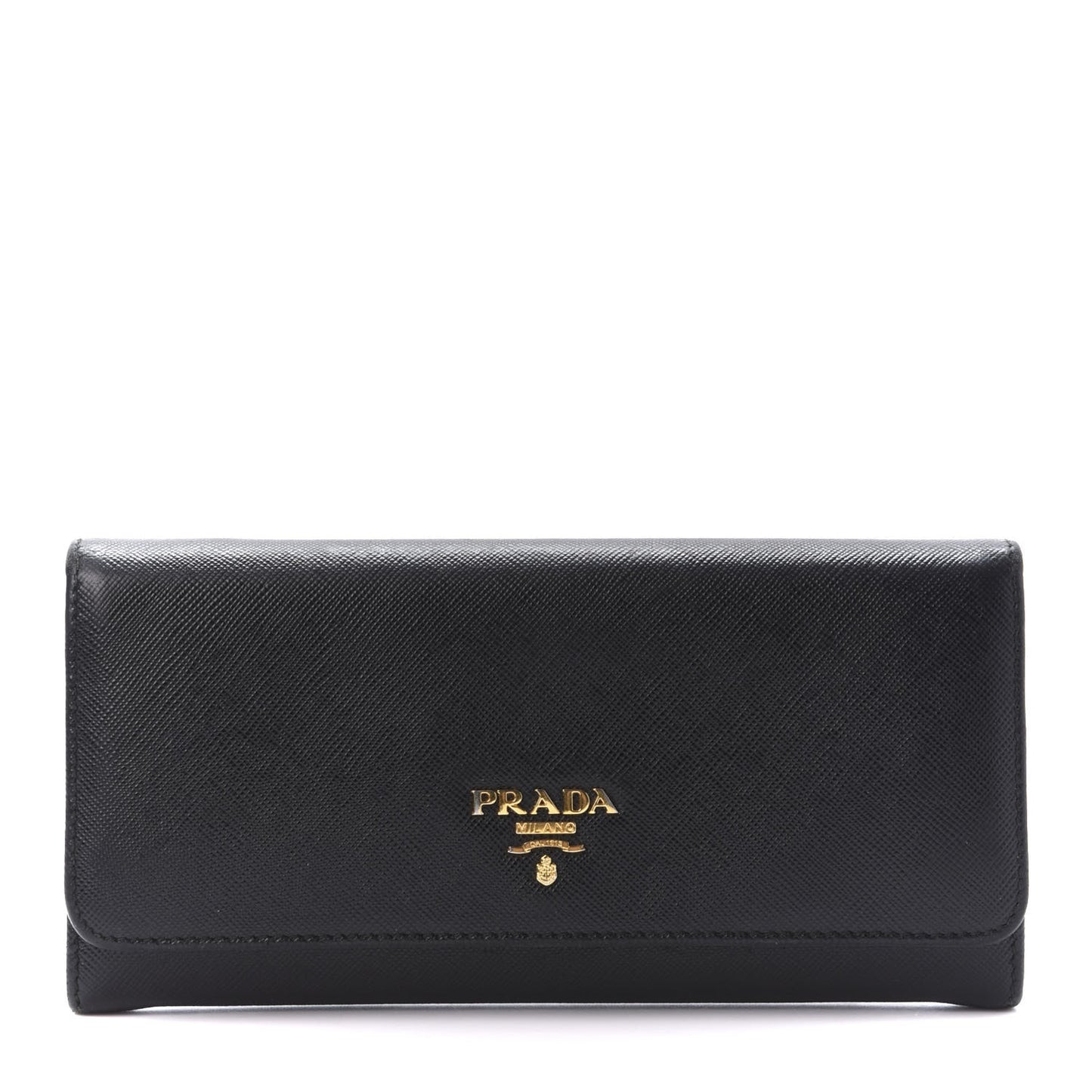 Saffiano Metal Continental Flap Wallet Black