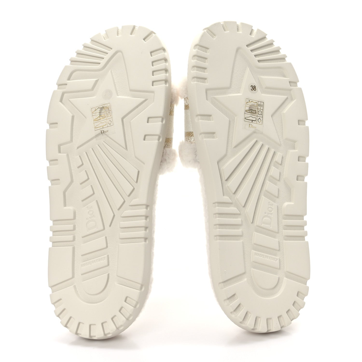 Christian Dior Shearling Canvas Lurex Embroidered Dway 10mm Slide Sandals 38 Natural Platinum 5 of 7