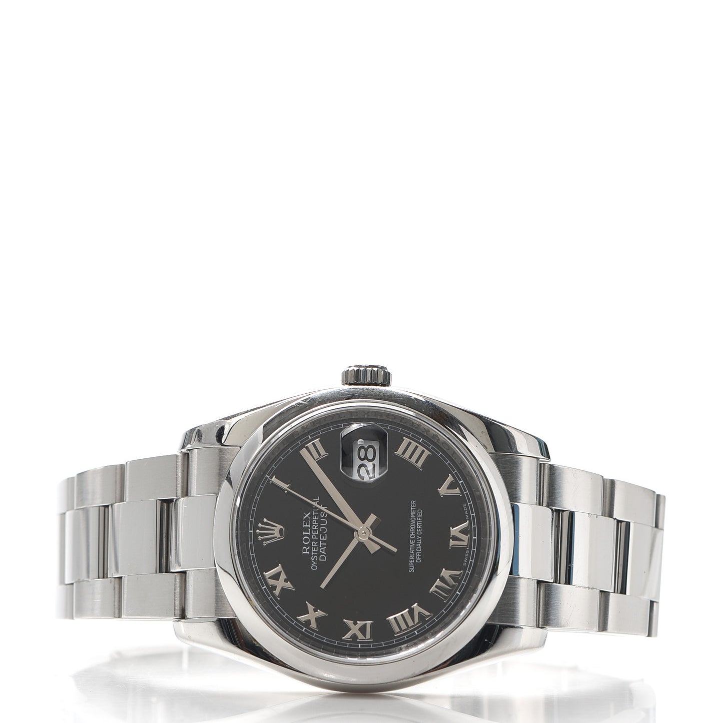 Stainless Steel 36mm Oyster Perpetual Datejust Watch Black Roman 116200