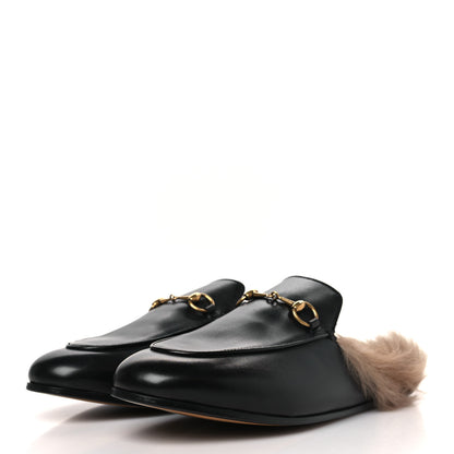Gucci Calfskin Fur Womens Princetown Slippers 39 Black 3 of 7