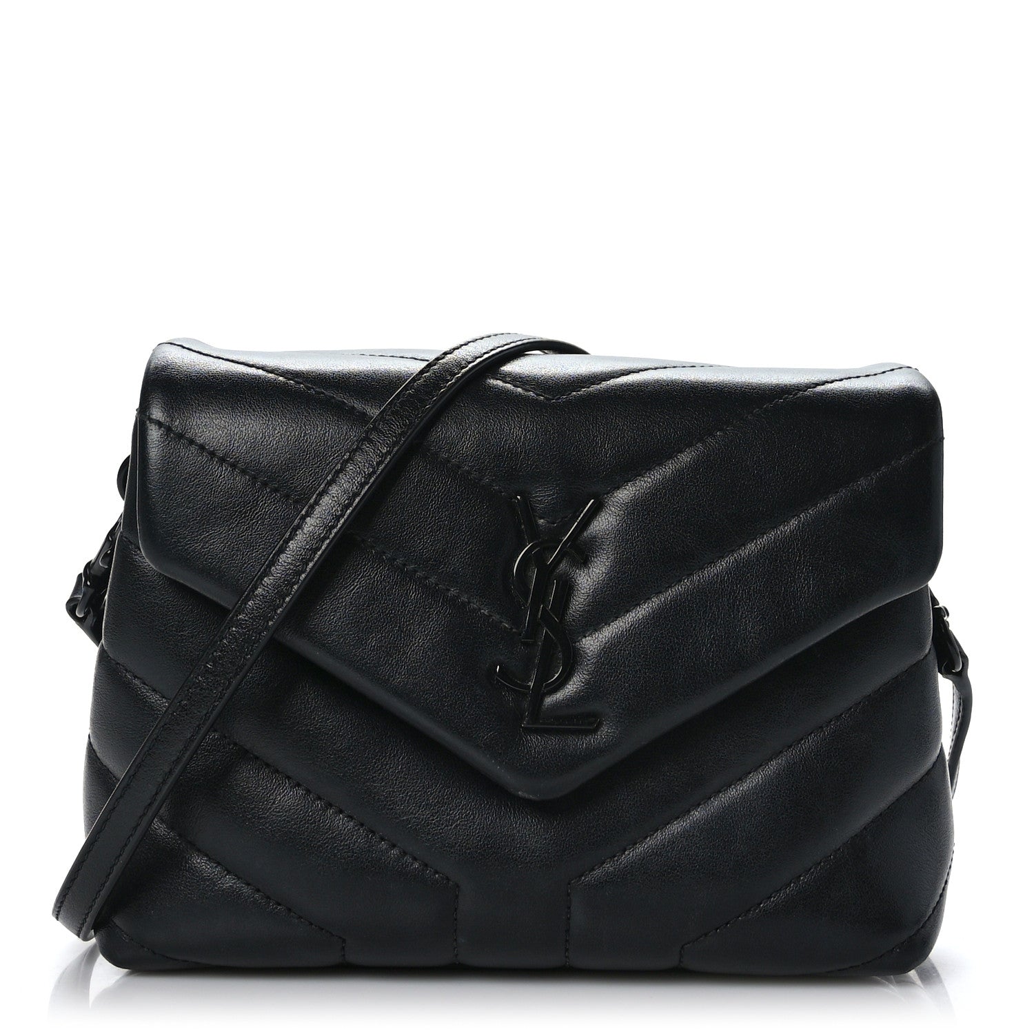 Saint Laurent Calfskin Y Quilted Monogram Toy Loulou Crossbody Bag Black 1 of 9