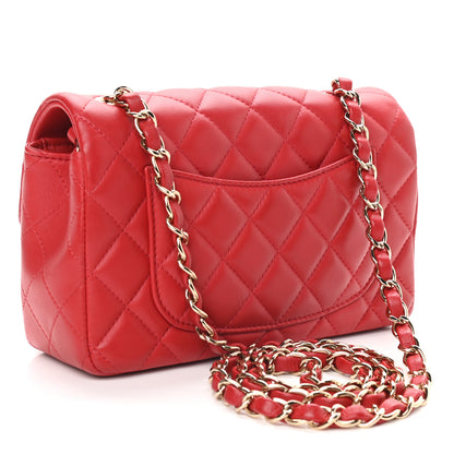 Chanel Lambskin Quilted Mini Rectangular Flap Red 3 of 9