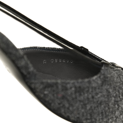 Chanel Tweed Satin Slingback Cap Toe Bow Pumps 39.5 Grey Black 11 of 11
