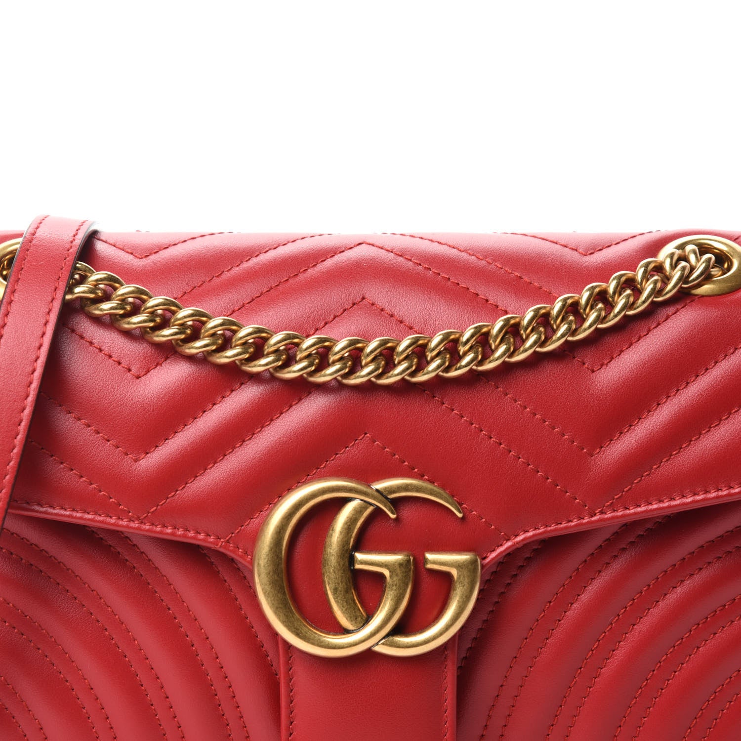 Gucci Calfskin Matelasse Small GG Marmont Shoulder Bag Hibiscus Red 10 of 10