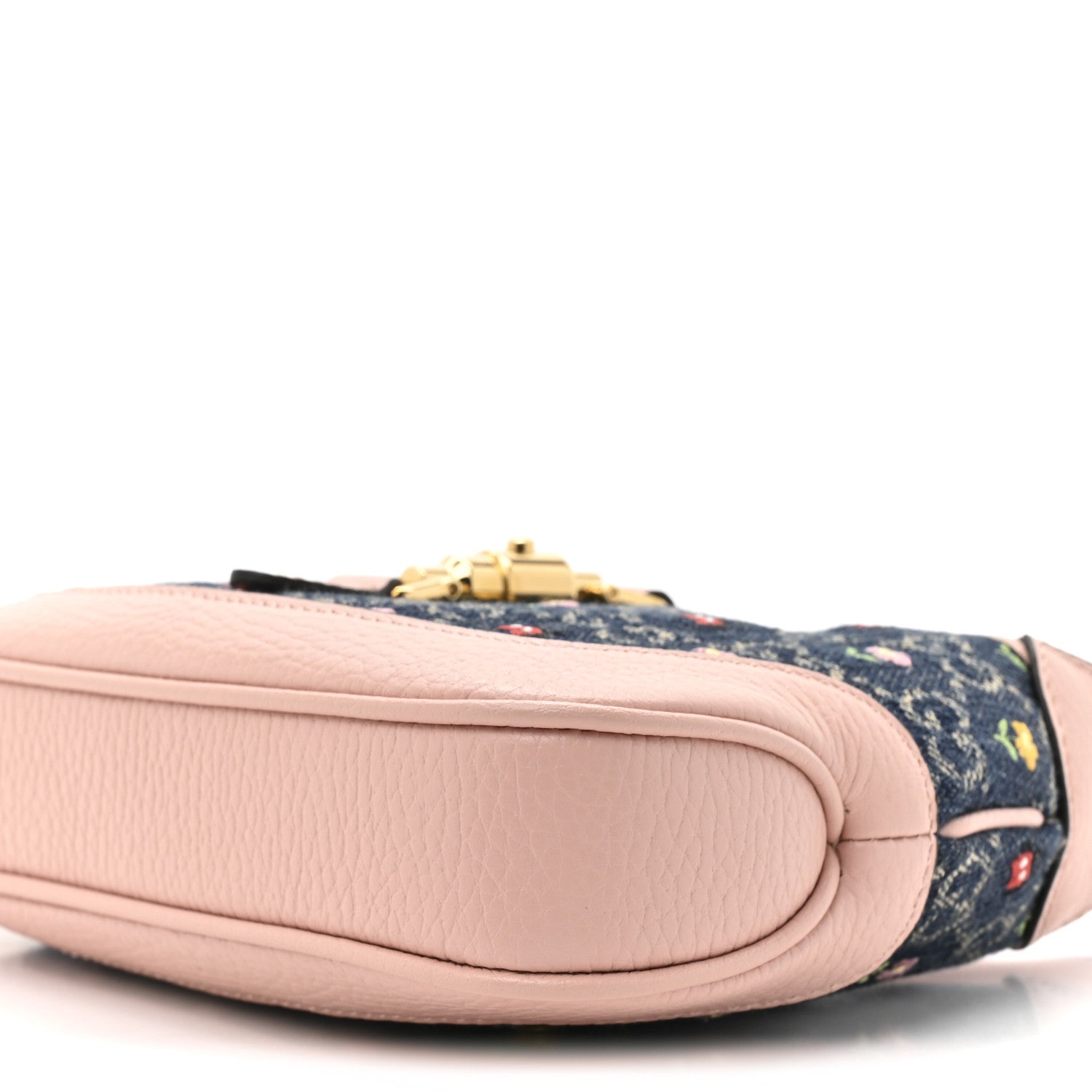 Gucci New Denim GG Monogram Calfskin Love Parade Mini Jackie 1961 Hobo Light Pink 9 of 10