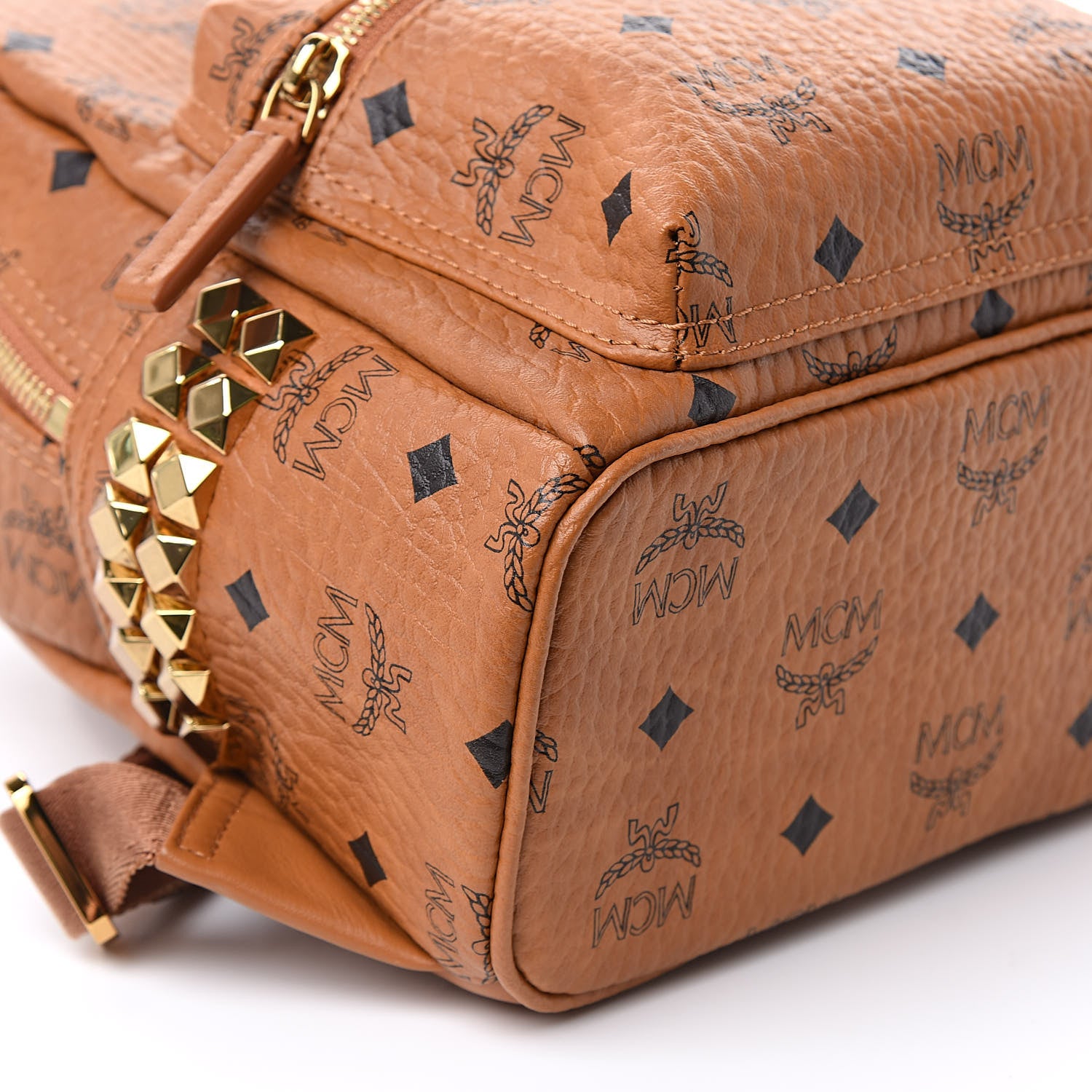 MCM Visetos Side Stud Mini Stark Backpack Cognac 8 of 9