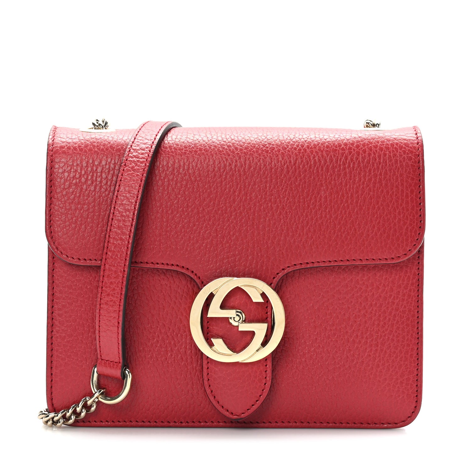 Dollar Calfskin Small Interlocking G Shoulder Bag Red