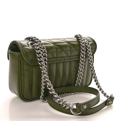 Gucci Calfskin Matelasse Aria Mini GG Marmont Shoulder Bag Military Wood 3 of 9