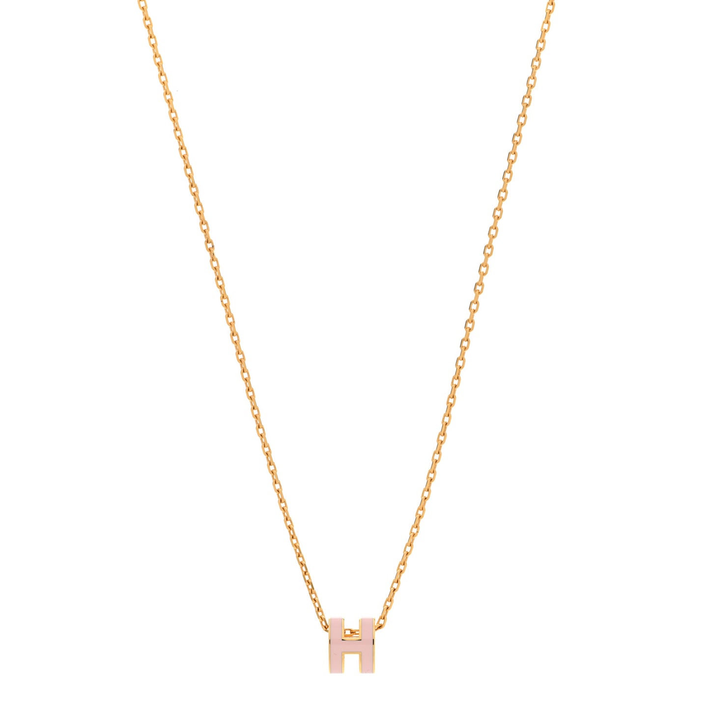 Lacquered Gold Mini Pop H Pendant Necklace Rose Dragee