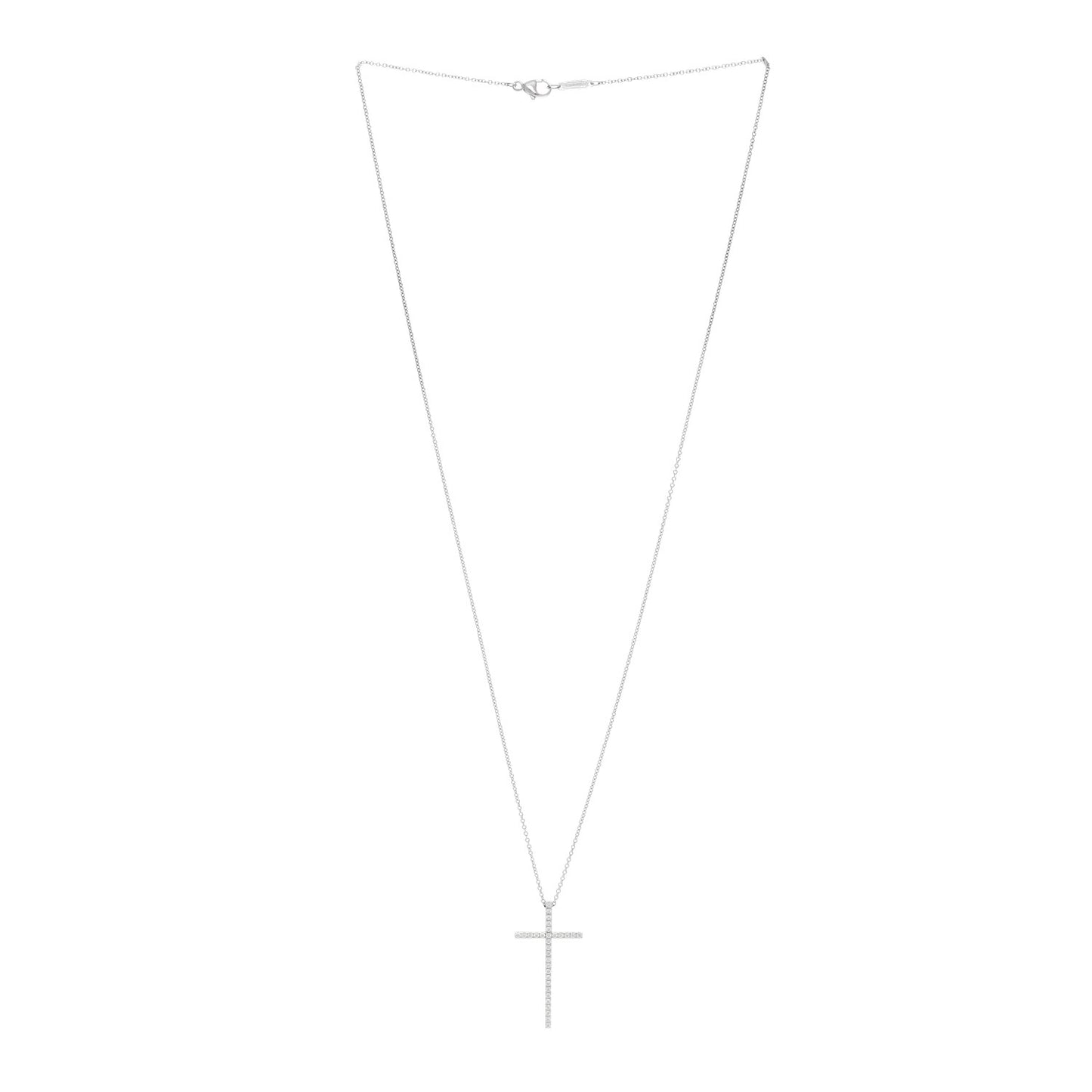 18K White Gold Diamond Metro Cross Pendant Necklace
