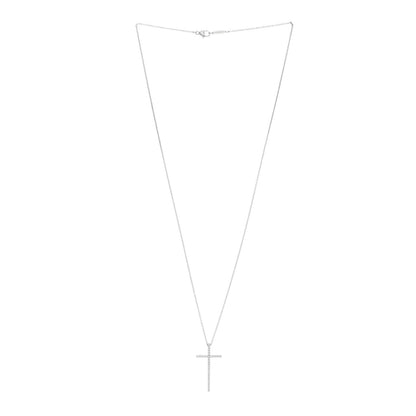 Tiffany 18K White Gold Diamond Metro Cross Pendant Necklace 3 of 5