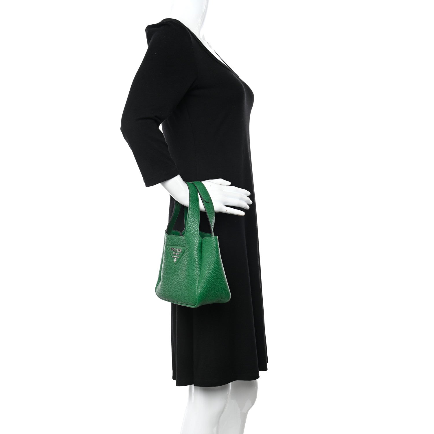 Prada Vitello Daino Soft Mini Dynamique Tote Verde 2 of 10