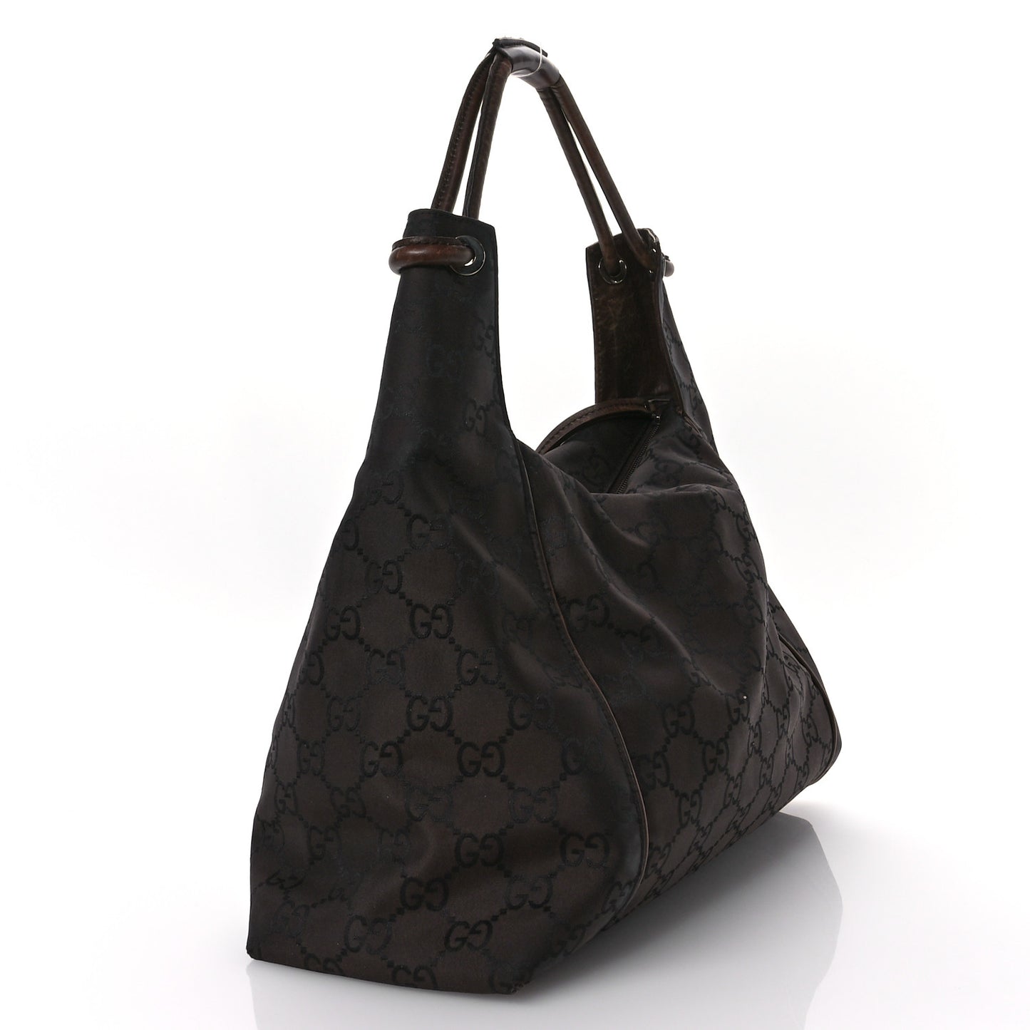 Nylon Monogram Hobo Bag Brown