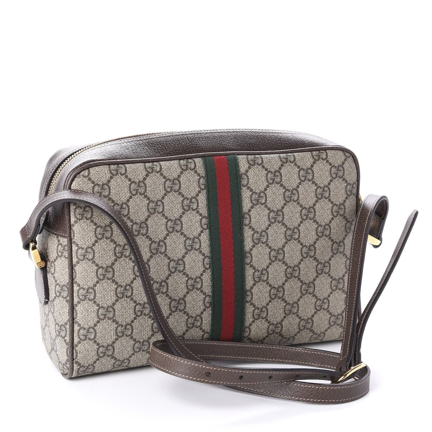 Gucci GG Supreme Monogram Web Small Ophidia Shoulder Bag Brown 3 of 11