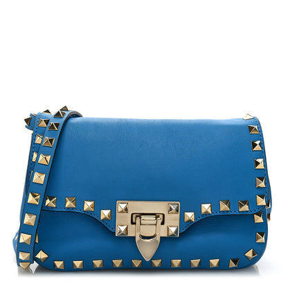 Valentino Garavani Vitello Mini Rockstud Flap Saddle Crossbody Bag Parrot 1 of 9