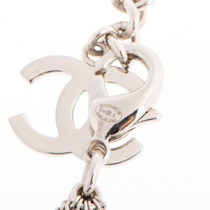Chanel Crystal Emoji Peace CC Multi Strand Chain Necklace Silver 4 of 5
