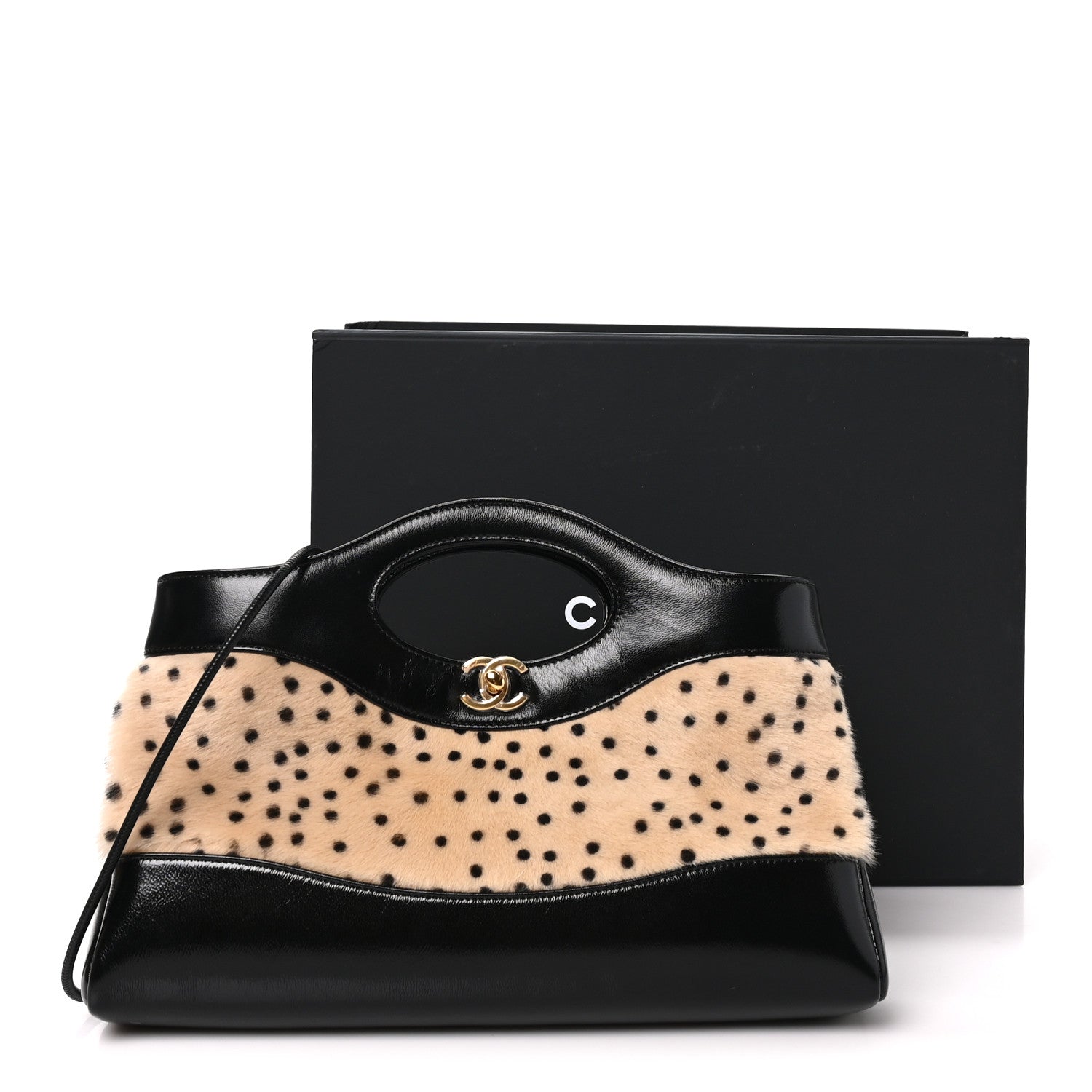 Chanel Shiny Lambskin Pony Hair Cheetah Printed East West 31 Shopping Bag Light Beige Black 11 of 11