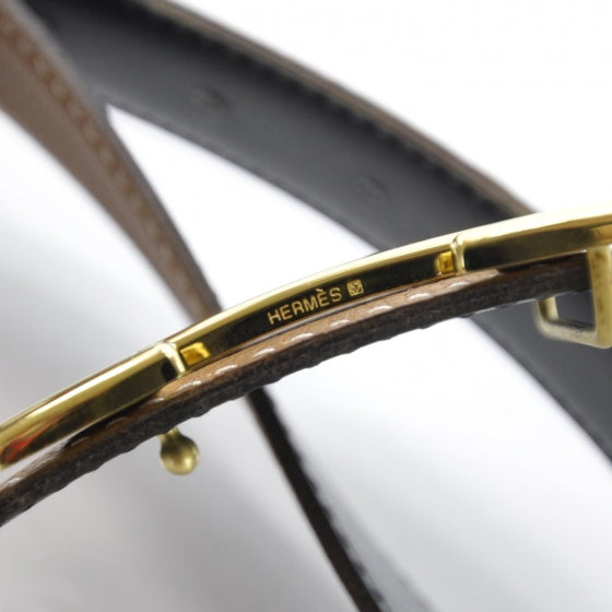 Leather Reversible H Belt 90 Black Gold