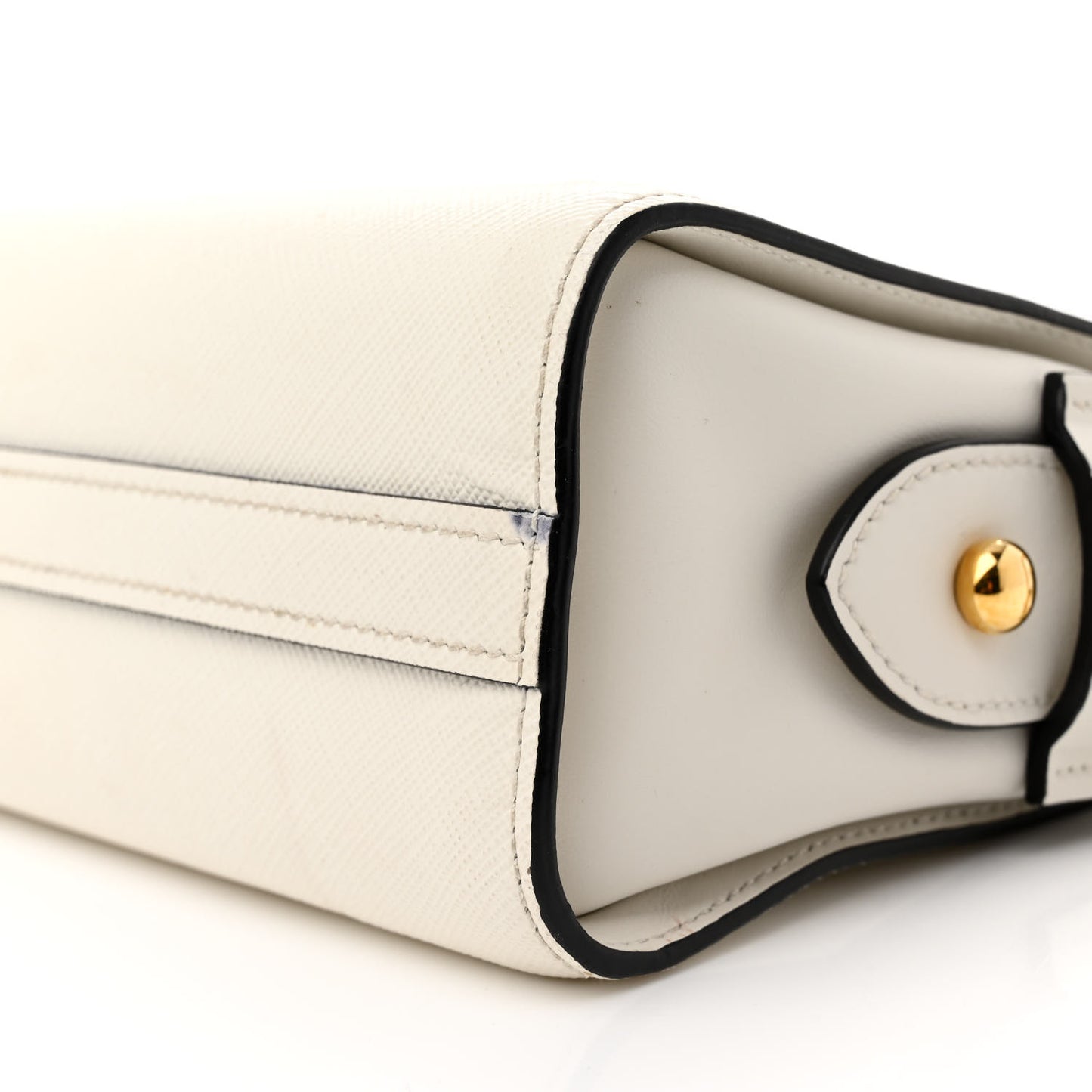 Saffiano City Calfskin Esplanade Crossbody Bag White