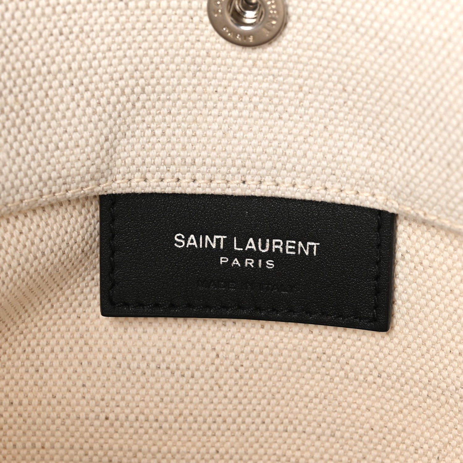 Saint Laurent Linen Calfskin Rive Gauche Bucket Bag Greggio Natural 7 of 10