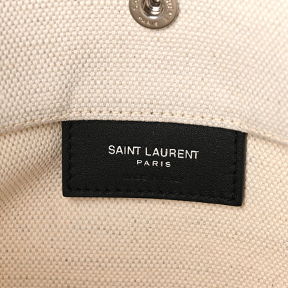 Saint Laurent Linen Calfskin Rive Gauche Bucket Bag Greggio Natural 7 of 10