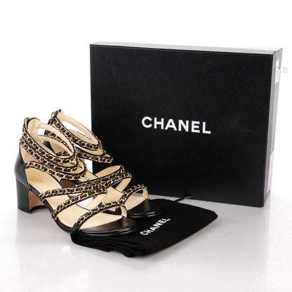 Chanel Lambskin CC Chain Sandals 39 Black 7 of 7