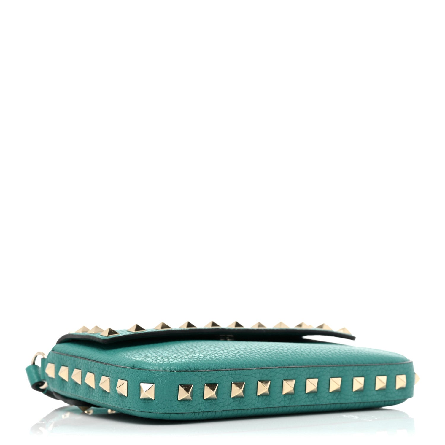 Valentino Garavani Grainy Calfskin Rockstud Crossbody Pouch Ultra Marine Green 3 of 8