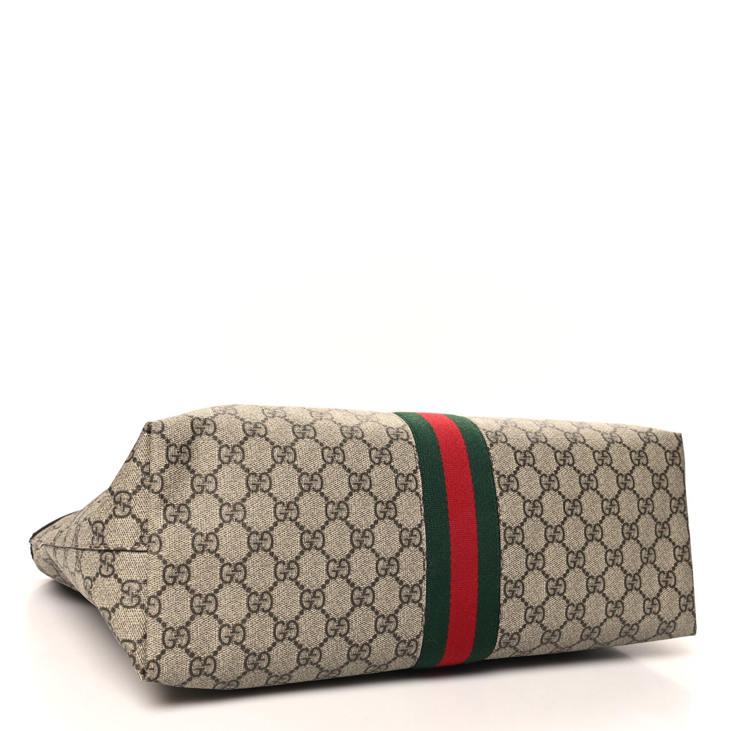 Gucci GG Supreme Monogram Textured Calfskin Web Medium Ophidia Shopping Tote Beige Ebony New Acero 5 of 11