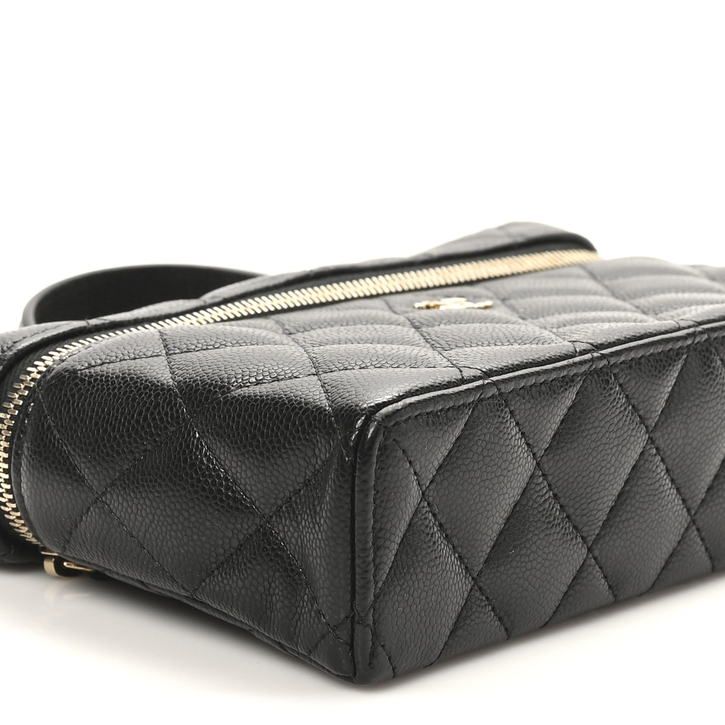 Caviar Quilted Top Handle Slim Vanity With Chain Black