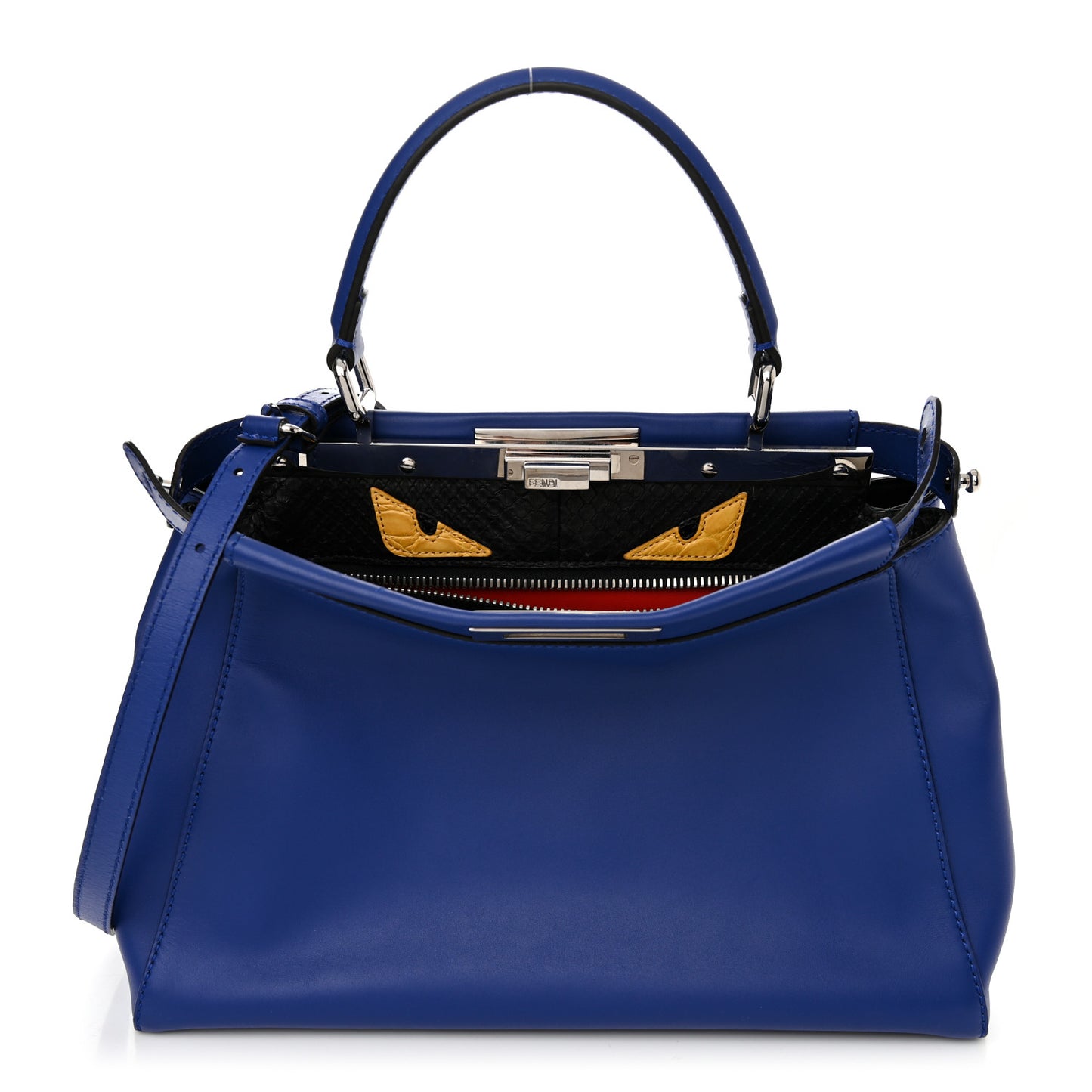 Vitello Morgan Snakeskin Crocodile Monster Eyes Medium Peekaboo Iconic Satchel Blue Neon Sunflower