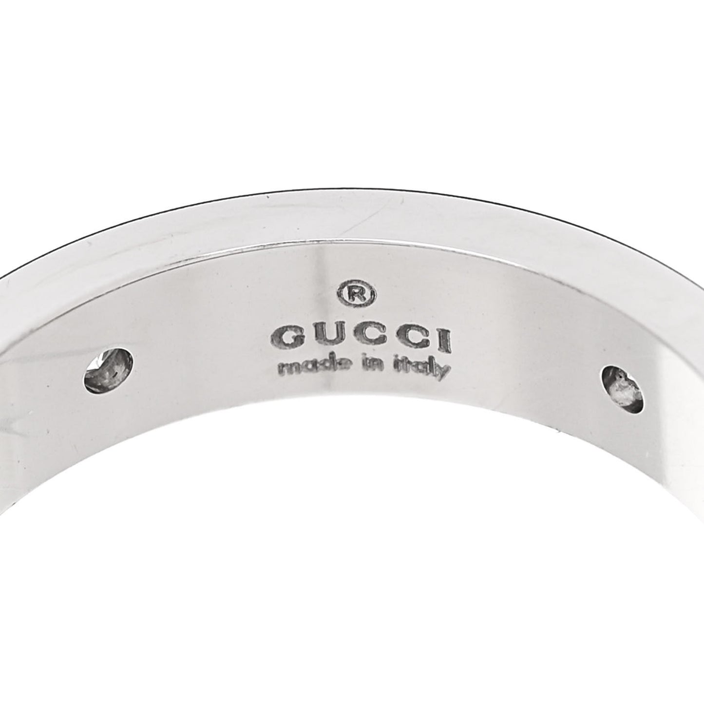 18K White Gold Diamond Icon Band Ring 49 4.75