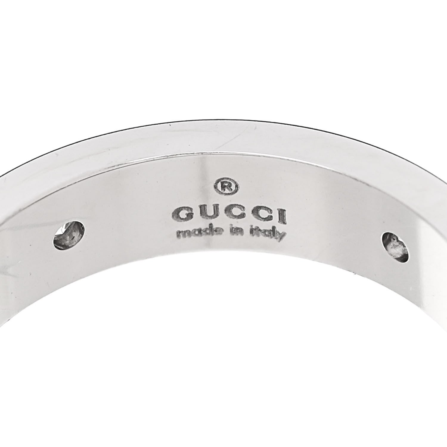 Gucci 18K White Gold Diamond Icon Band Ring 49 4.75 4 of 7