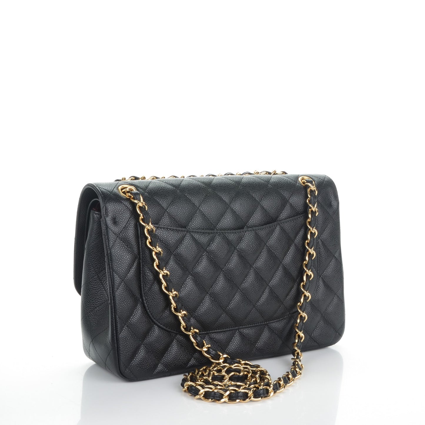 Caviar Quilted Jumbo Double Flap Black