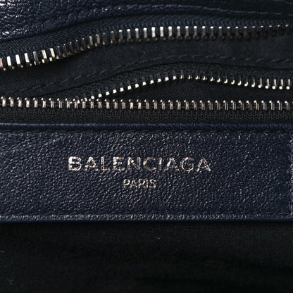 Balenciaga Chevre Silver Metallic Edge Hardware City Bleu Nuit Dark Sea 6 of 14