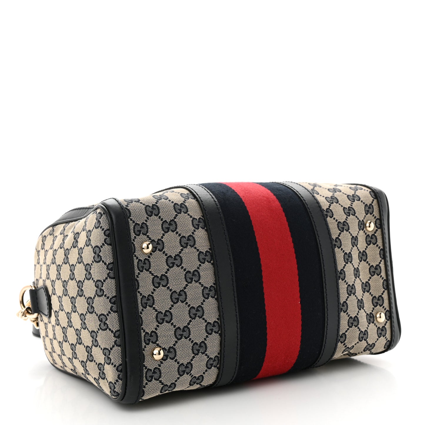 Monogram Selleria Calfskin Vintage Web Medium Boston Beige Blue