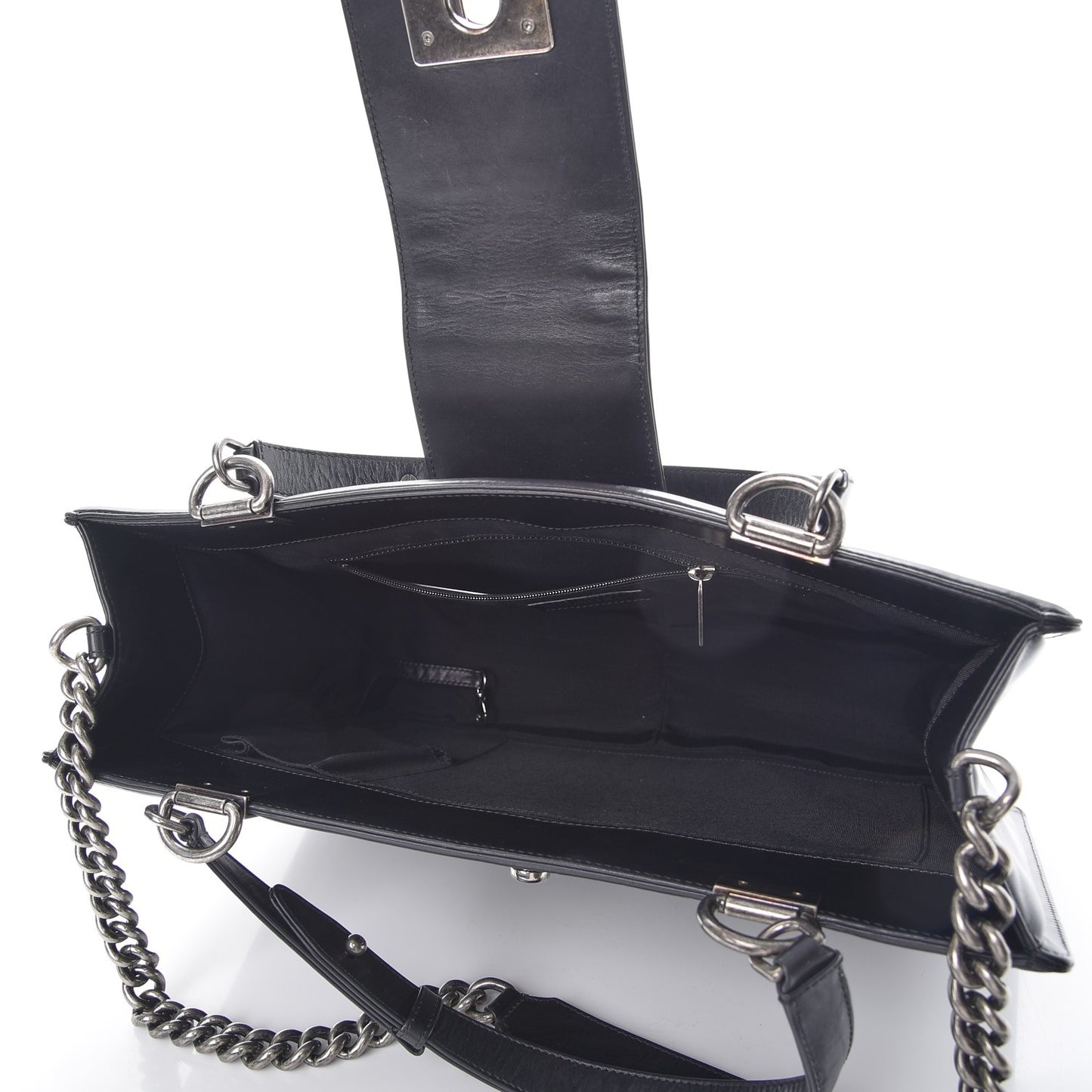 Glazed Calfskin Boy Tote Black