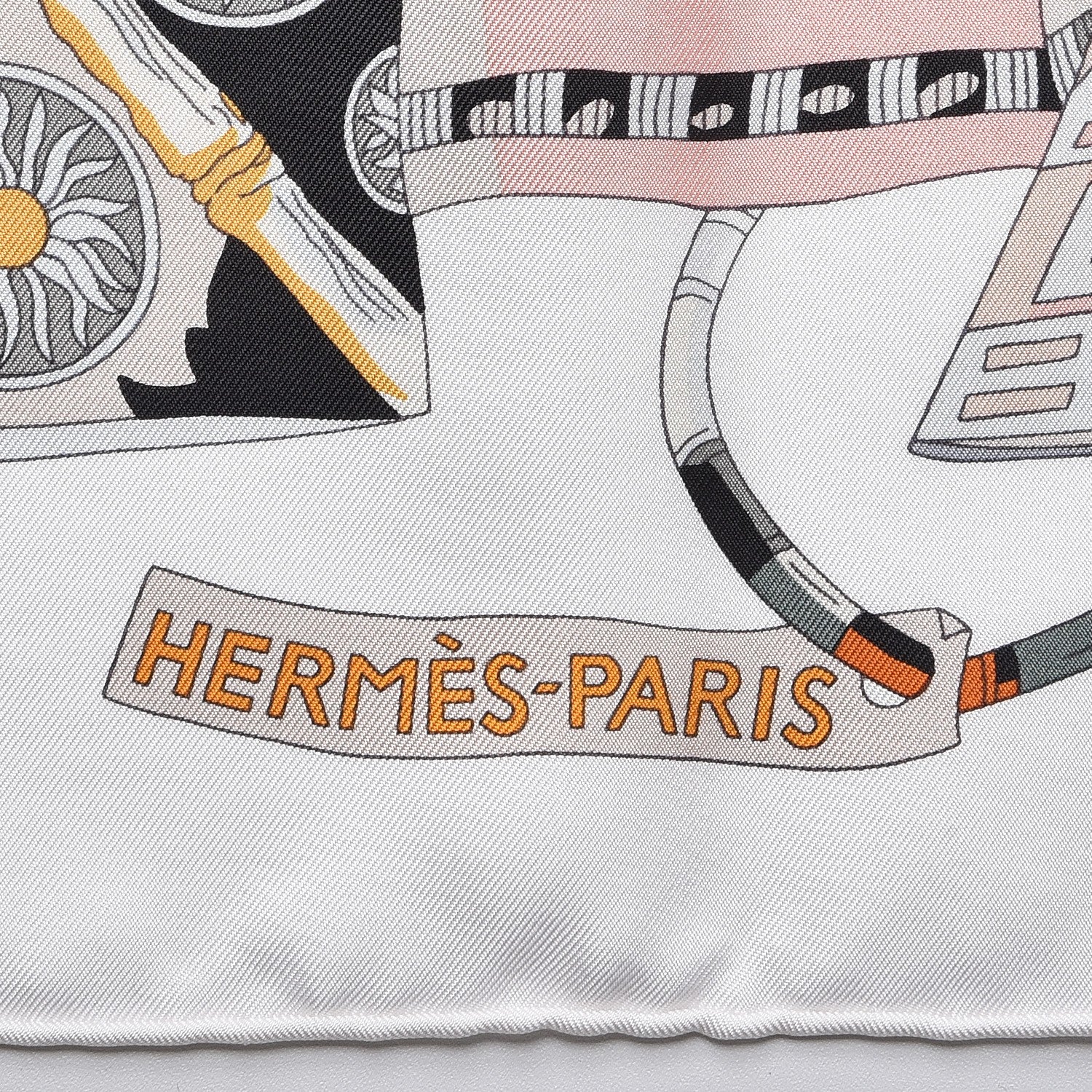 Hermes Silk Voyage En Etoffes Scarf 90 White Vert De Gris Orange 3 of 7