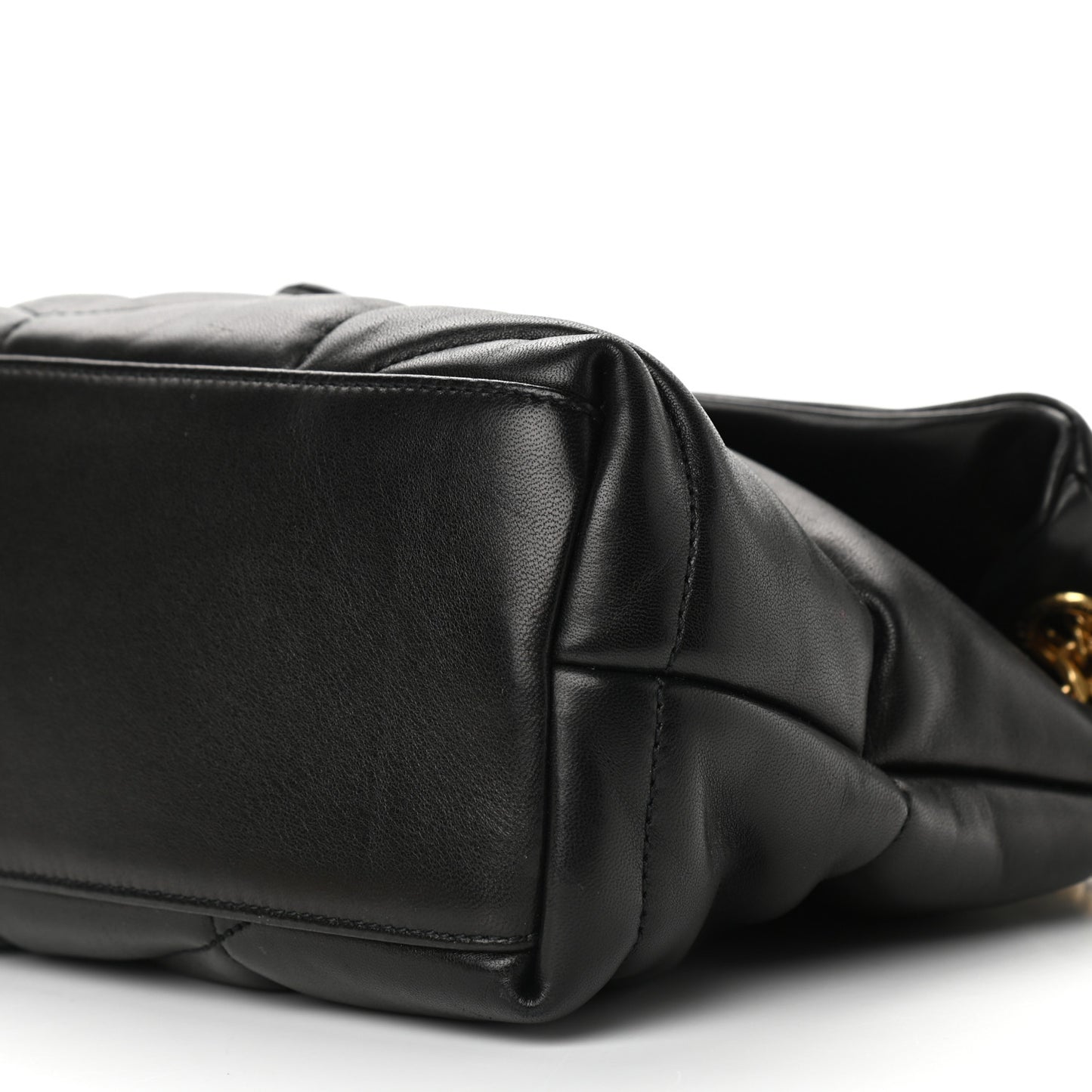 Lambskin Quilted Small Loulou Puffer Monogram Chain Satchel Black