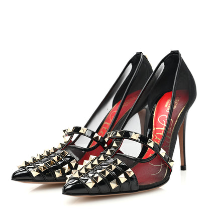 Valentino Garavani Mesh Patent Rockstud Alcove 100mm Pumps 37 Black 3 of 7
