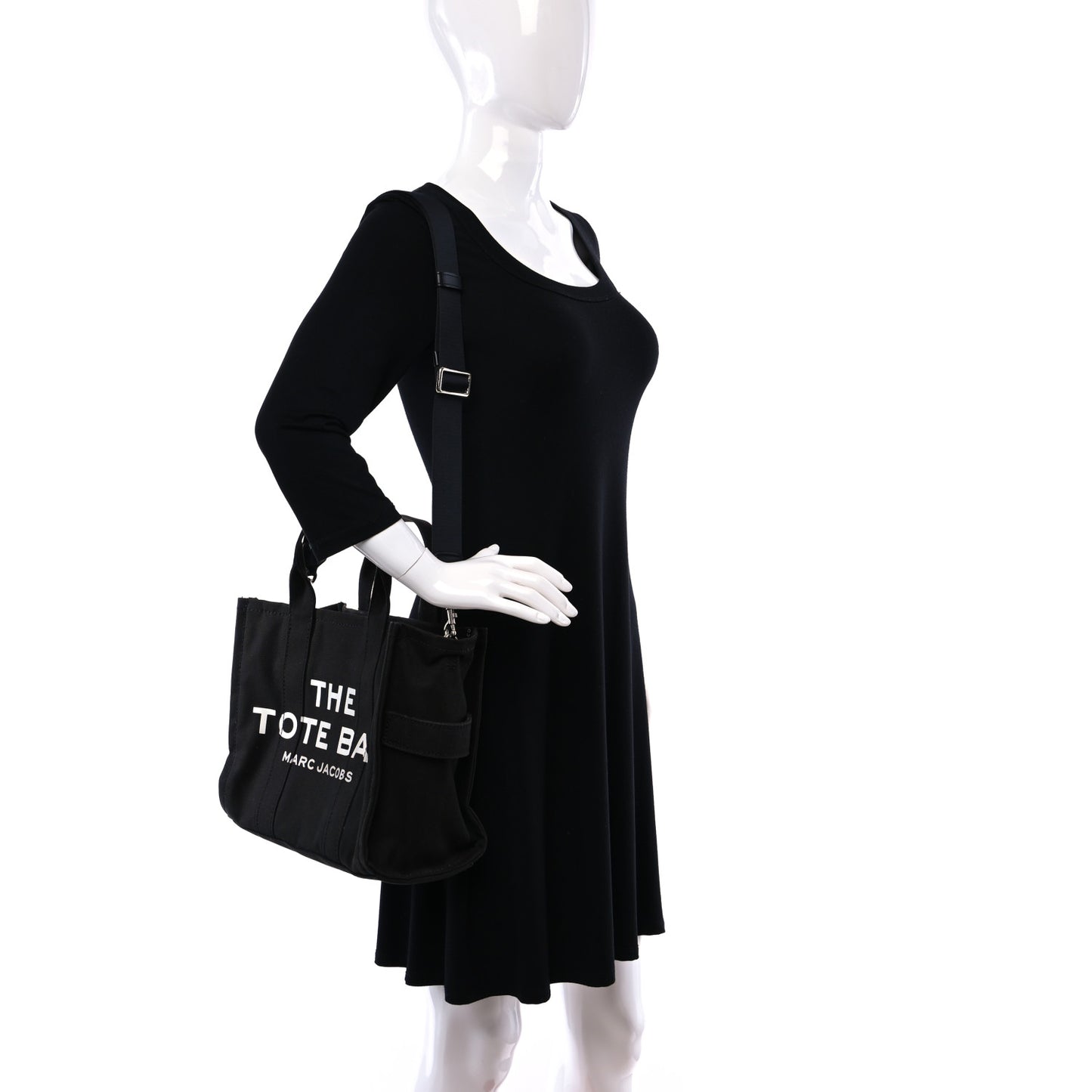 Cotton Canvas Medium The Traveler Tote Bag Black