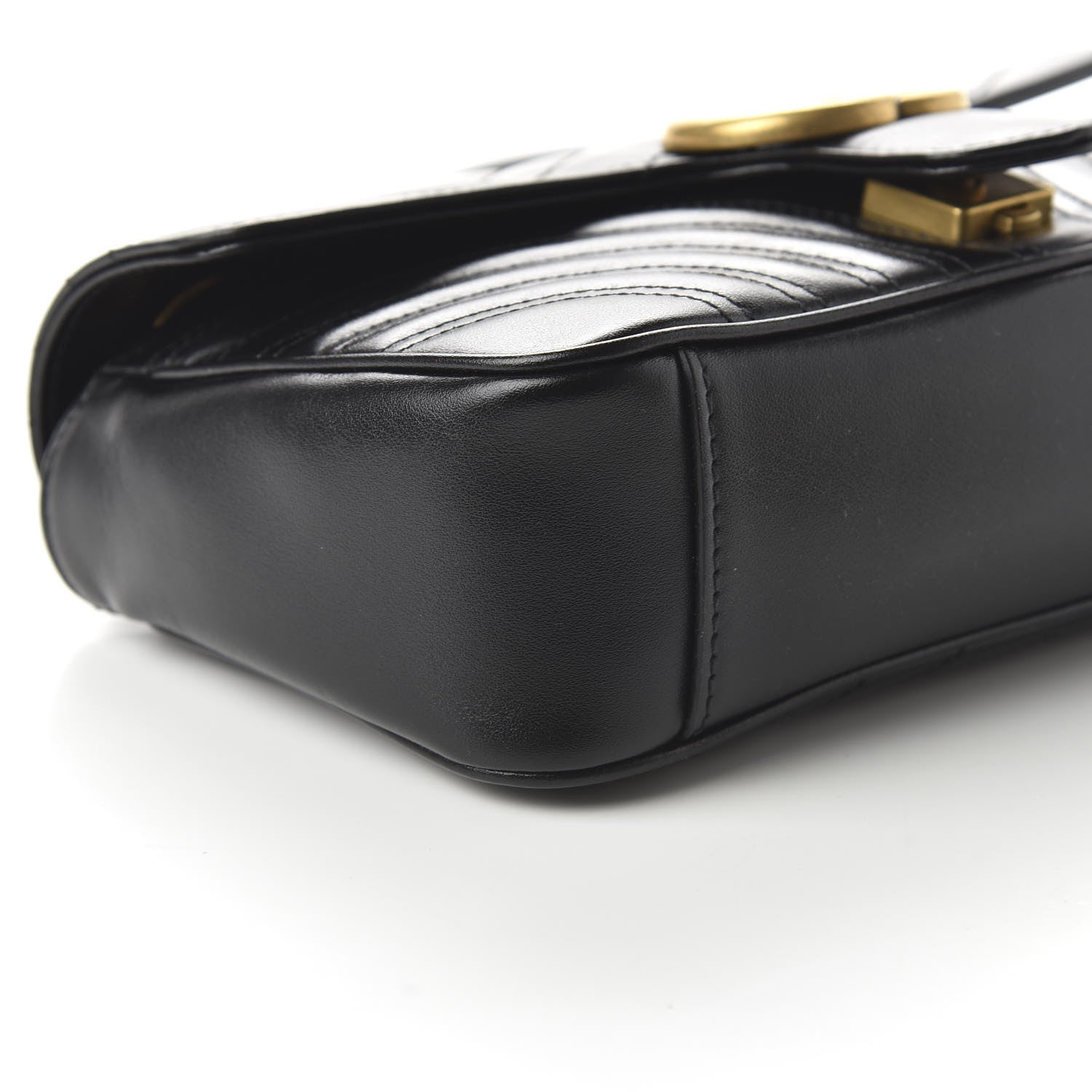 Gucci Calfskin Matelasse Small GG Marmont Shoulder Bag Black 6 of 10
