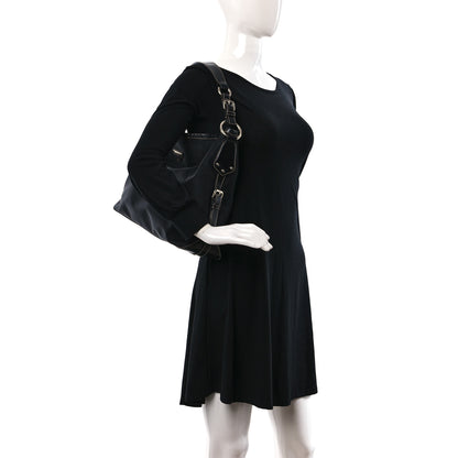 Prada Tessuto Nylon Calfskin Hobo Black 2 of 12