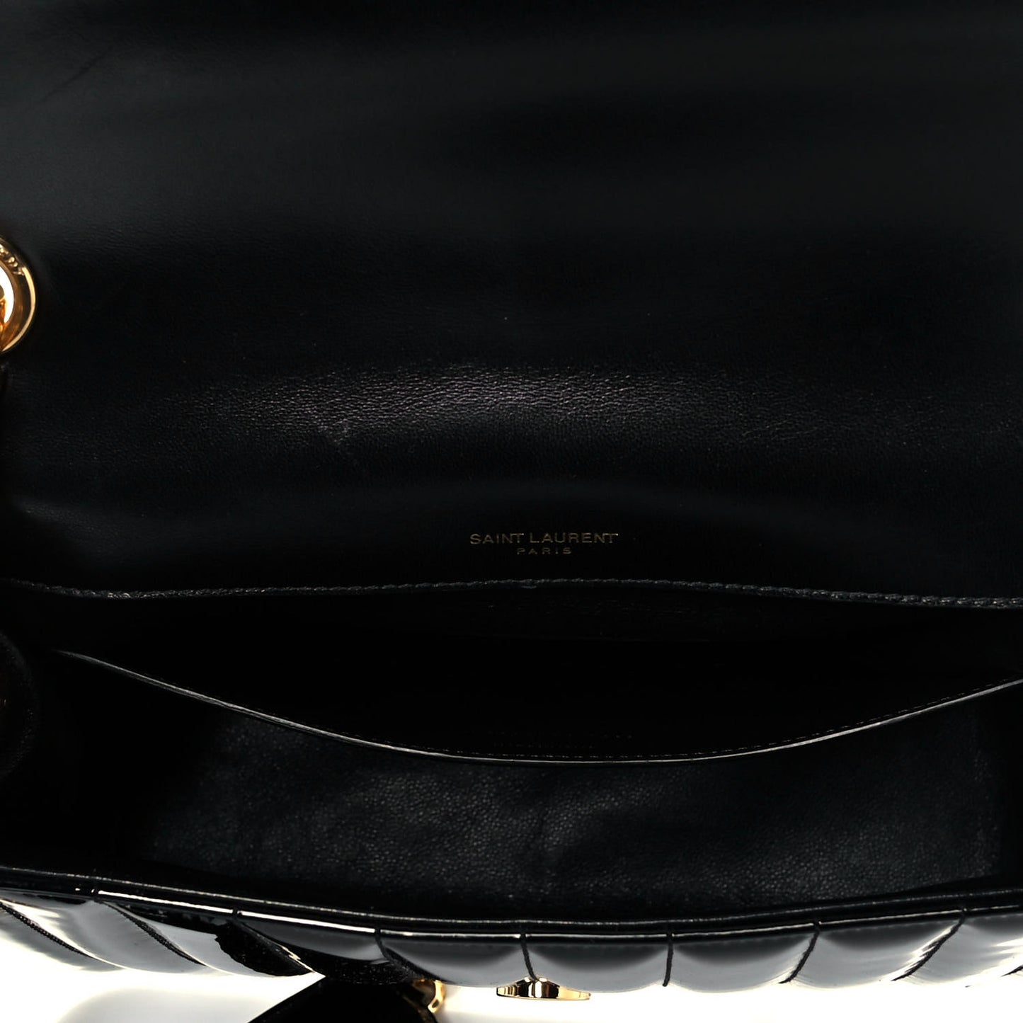 Patent Matelasse Monogram Large Vicky Chain Bag Black
