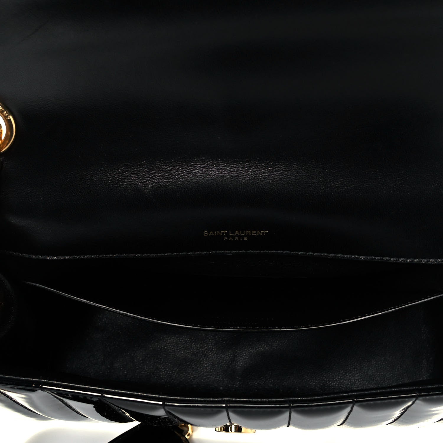 Saint Laurent Patent Matelasse Monogram Large Vicky Chain Bag Black 5 of 8