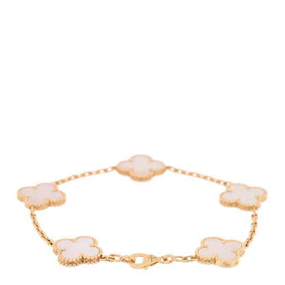 Van Cleef & Arpels 18K Yellow Gold Mother of Pearl 5 Motifs Vintage Alhambra Bracelet 2 of 5