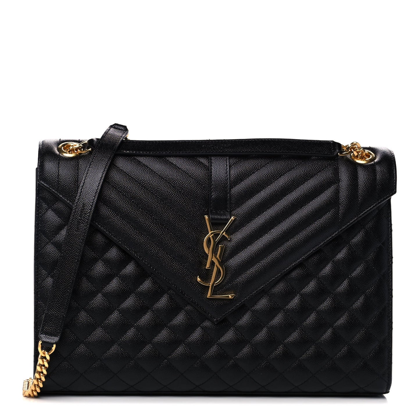 Grain De Poudre Textured Mixed Matelasse Large Triquilt Monogram Satchel Black