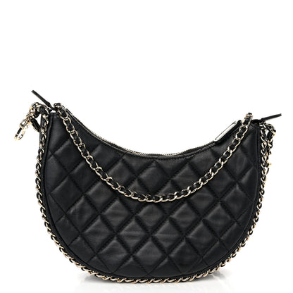 Chanel Lambskin Quilted Small Hobo Bag Black 1 of 12