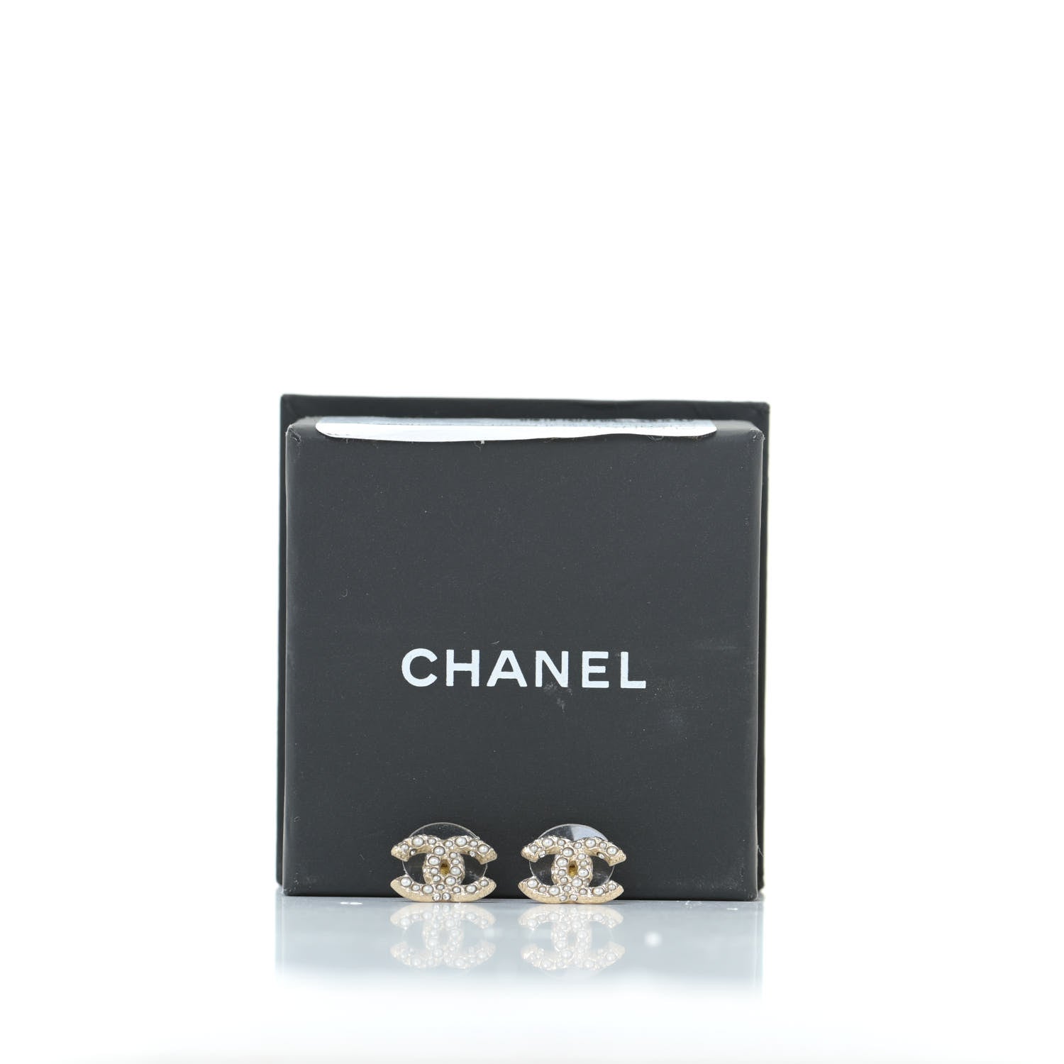 Chanel Crystal Pearl CC Earrings Gold 5 of 5