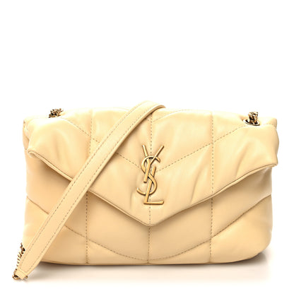 Saint Laurent Lambskin Quilted Toy Loulou Puffer Monogram Chain Satchel Jaune Pale 1 of 10